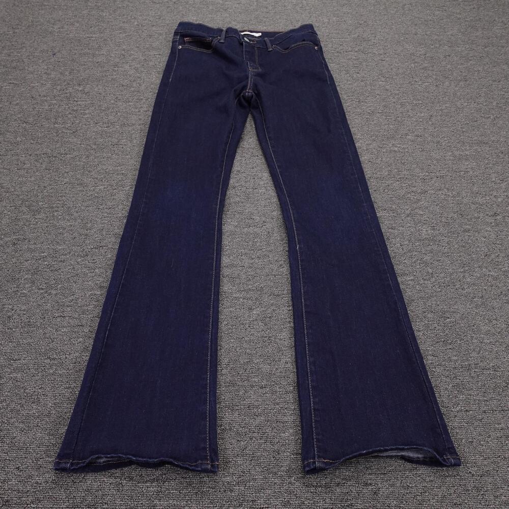 Levis Slimming Boot Jeans Womens 29x32 Blue Dark Wash Mid Rise Bootcut Stretch